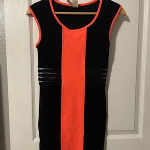 Chic Black and Orange Sleeveless Dress